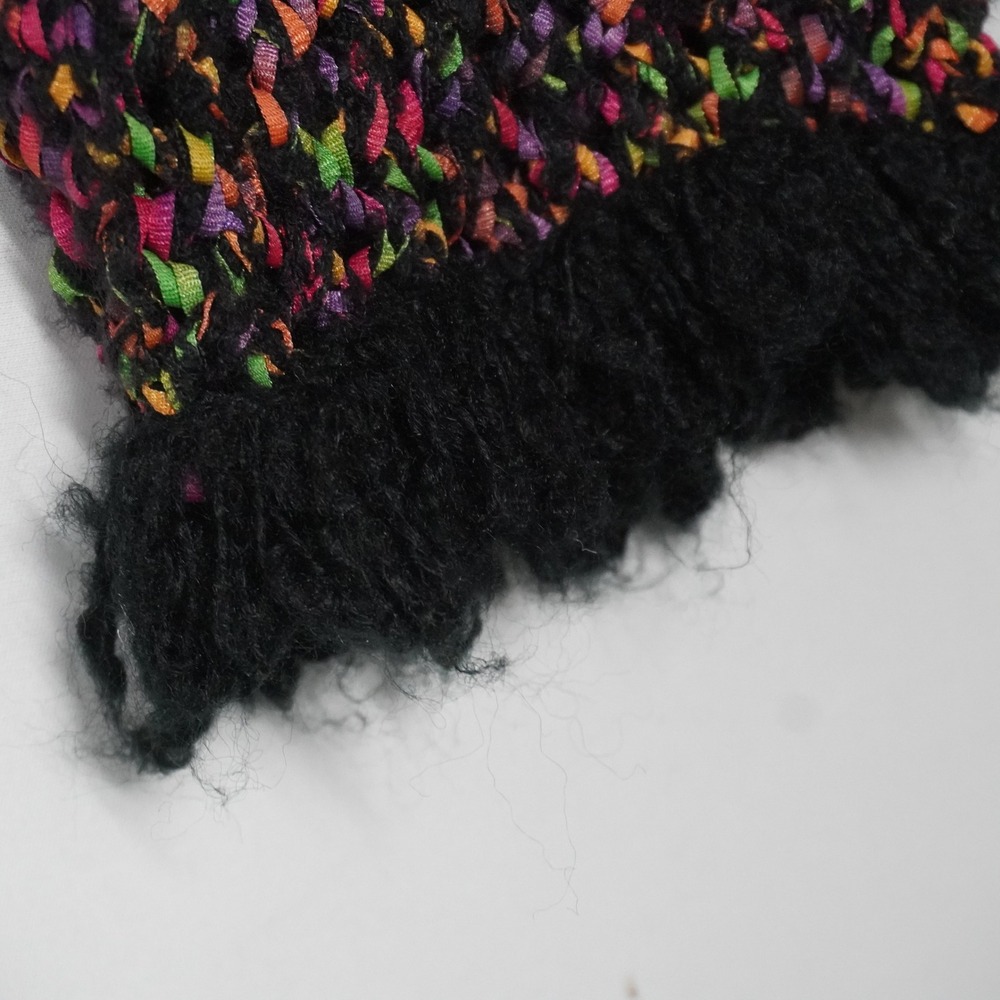 VTG Design Options Philip Jane Gordon MultiColor OpenKnit Fringe Cardigan L Neon - Picture 10 of 12